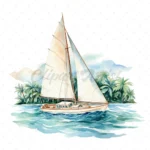 17 High-Quality Boho Sailboats Clipart - Sailboats digital watercolor JPG instant download for commercial use - Digital download