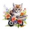 20 High-Quality Floral Wheelbarrow Clipart - Cat wheelbarrow digital watercolor JPG instant download for commercial use - Digital download