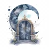 17 High-Quality Moon Doors Clipart - Moon doors digital watercolor JPG instant download for commercial use - Digital download