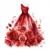 17 High-Quality Fashion Dresses Clipart - Red dresses digital watercolor JPG instant download for commercial use - Digital download