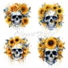 18 High-Quality Sunflower Skulls Clipart - Yellow sunflower skulls digital JPG instant download for commercial use - Digital download