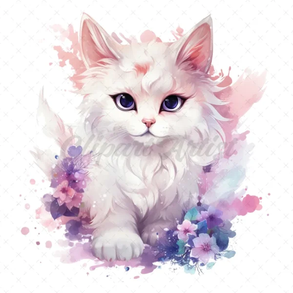 21 High-Quality Fantasy Cats Clipart - Cute fantasy cats watercolor digital JPG instant download for commercial use - Digital download