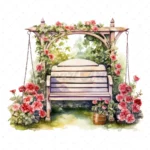 19 High-Quality Garden Benches Clipart - Garden royal benches digital watercolor JPG instant download for commercial use - Digital download