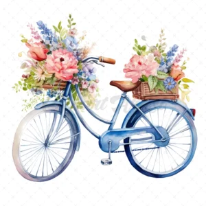 20 High-Quality Floral Bicycles Clipart - Floral bicycles digital watercolor JPG instant download for commercial use - Digital download