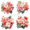 20 High-Quality Begonias Clipart - Pink red begonias digital watercolor wreath JPG instant download for commercial use - Digital download