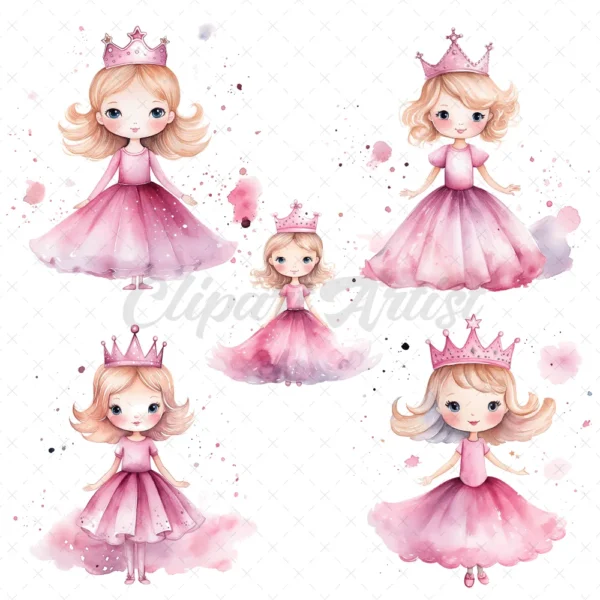 30 High-Quality Princess Clipart JPG - Pink princess digital clipart JPG instant download for commercial use - Digital Download