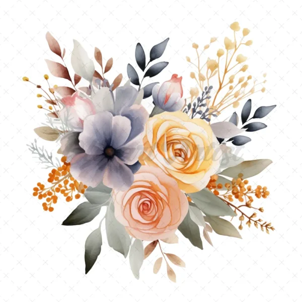 20 High-Quality Boho Bouquets Clipart - Boho bouquets digital watercolor JPG instant download for commercial use - Digital download