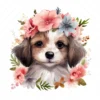 20 High-Quality Floral Puppies Clipart - Cute puppy digital watercolor JPG instant download for commercial use - Digital download