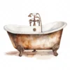 19 High-Quality Antique Bath Tub Clipart - Bath tub digital watercolor JPG instant download for commercial use - Digital download