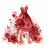 17 High-Quality Fashion Dresses Clipart - Red dresses digital watercolor JPG instant download for commercial use - Digital download