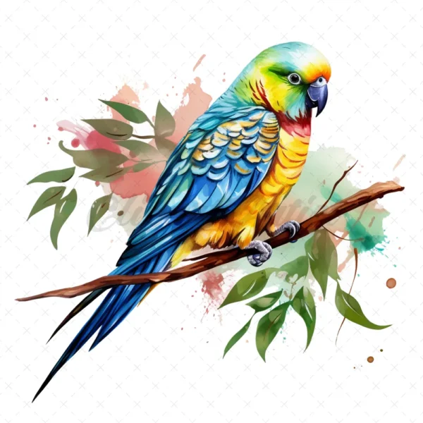 20 High-Quality Parakeet Clipart - Parakeet digital watercolor JPG instant download for commercial use - Digital download