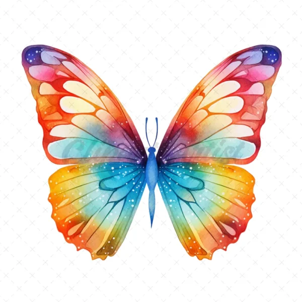 25 High-Quality Colorful Butterfly Clipart - Butterfly digital watercolor JPG instant download for commercial use - Digital download