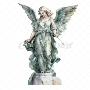 20 High-Quality Angel Statue Clipart - Angel statue digital watercolor JPG instant download for commercial use - Digital download