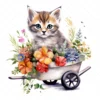 20 High-Quality Floral Wheelbarrow Clipart - Cat wheelbarrow digital watercolor JPG instant download for commercial use - Digital download