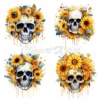 18 High-Quality Sunflower Skulls Clipart - Yellow sunflower skulls digital JPG instant download for commercial use - Digital download