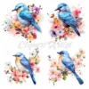 18 High-Quality Floral Birds Clipart - Floral blue birds digital watercolor JPG instant download for commercial use - digital download