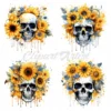 18 High-Quality Sunflower Skulls Clipart - Yellow sunflower skulls digital JPG instant download for commercial use - Digital download
