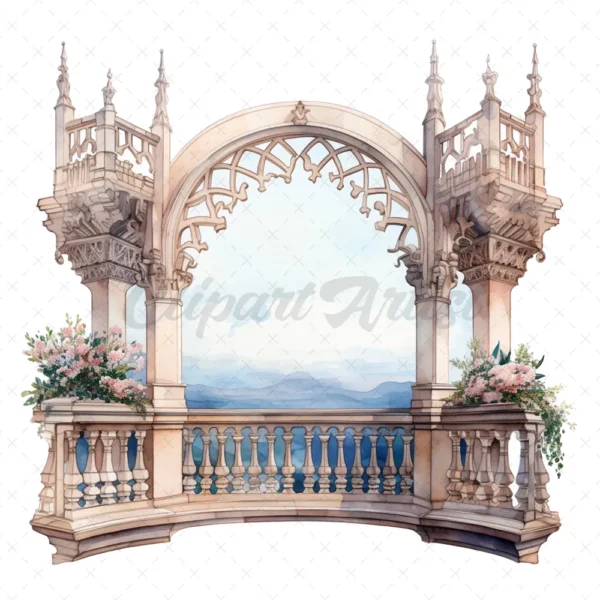 14 High-Quality Royal Castle Clipart - Royal castle watercolor digital JPG instant download for commercial use - Digital download