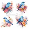 18 High-Quality Floral Birds Clipart - Floral blue birds digital watercolor JPG instant download for commercial use - digital download