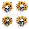 18 High-Quality Sunflower Skulls Clipart - Yellow sunflower skulls digital JPG instant download for commercial use - Digital download
