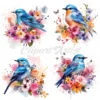 18 High-Quality Floral Birds Clipart - Floral blue birds digital watercolor JPG instant download for commercial use - digital download