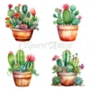 20 High-Quality Cactus Clipart - Cactus watercolor digital clipart JPG instant download for commercial use - Digital download
