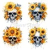 18 High-Quality Sunflower Skulls Clipart - Yellow sunflower skulls digital JPG instant download for commercial use - Digital download