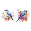 18 High-Quality Floral Birds Clipart - Floral blue birds digital watercolor JPG instant download for commercial use - digital download