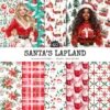 Santa’s Lapland Seamless Patterns, Rustic winter JPEG, Festive pattern, Plaid, Snowflake, Santa repeating pattern, Digital scrapbook paper