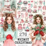 Whimsy Christmas Watercolor Clipart Set - 272+ transparent PNG, Holiday festive illustrations, Xmas png, Commercial use, Digital download