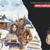 Winter Brownie Haven Watercolor Clipart Set - 275+ transparent PNG, Rustic winter png, Brownie winter art, Commercial use, Digital download