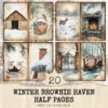 Winter Brownie Haven Junk Journal Pages & Papers - Rustic winter journal paper, Cozy cocoa background, Junk Journal Kit, Digital download