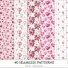 Romance in Winter Seamless Patterns, Romantic heart JPEG, Pink rose pattern, Cozy love, Valentine repeating pattern, Digital scrapbook paper