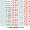 Whimsy Christmas Seamless Patterns, Cozy christmas JPEG, Candy cane pattern, Gift box, Snowflake repeating pattern, Digital scrapbook paper
