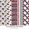 Plaid Holiday Seamless Patterns, Xmas plaid JPEG, Festive floral pattern, Peony, Holly berry repeating pattern, Digital scrapbook paper