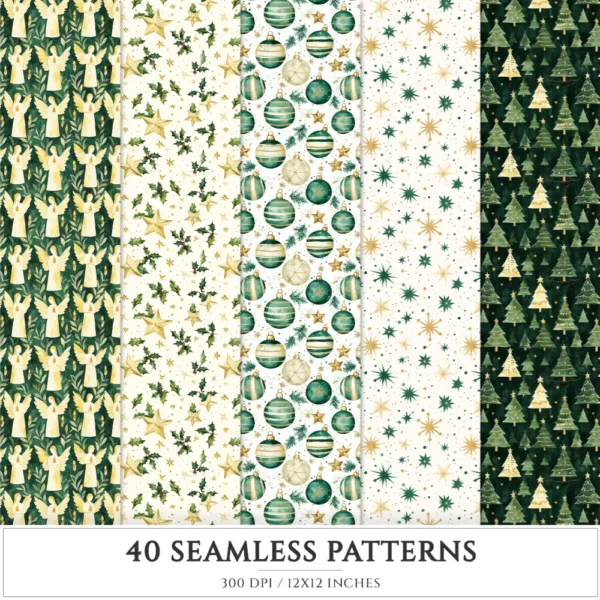 Cozy Yuletide Seamless Patterns, Winter JPEG, Holiday pattern, Gift box, Festive, Plaid, Snowflake repeating pattern, Digital scrapbook paper