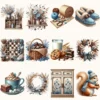 Winter Brownie Haven Clipart Mini Set - 125+ transparent PNG, Rustic winter graphics, Brownie winter art, Commercial use, Digital download