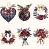 Plaid Holiday Floral Arrangements, Peony floral png, Holly berry bouquet, Ornaments, Festive decor, Commercial use, Digital download