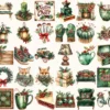 Holly Planner Watercolor Clipart Set - 260+ transparent PNG, Christmas planner graphics, Holly ornament png, Commercial use, Digital download