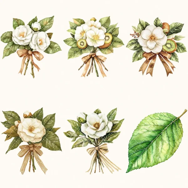 Winter Kiwi Floral Arrangements, Camellia, Winter flower png, Camellia bouquet, Winter decor, Winter png, Commercial use, Digital download