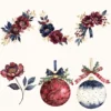 Plaid Holiday Floral Arrangements, Peony floral png, Holly berry bouquet, Ornaments, Festive decor, Commercial use, Digital download