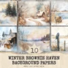 Winter Brownie Haven Junk Journal Pages & Papers - Rustic winter journal paper, Cozy cocoa background, Junk Journal Kit, Digital download