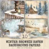 Winter Brownie Haven Junk Journal Pages & Papers - Rustic winter journal paper, Cozy cocoa background, Junk Journal Kit, Digital download