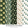 Cozy Yuletide Seamless Patterns, Winter JPEG, Holiday pattern, Gift box, Festive, Plaid, Snowflake repeating pattern, Digital scrapbook paper