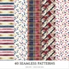 Plaid Holiday Seamless Patterns, Xmas plaid JPEG, Festive floral pattern, Peony, Holly berry repeating pattern, Digital scrapbook paper