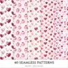 Romance in Winter Seamless Patterns, Romantic heart JPEG, Pink rose pattern, Cozy love, Valentine repeating pattern, Digital scrapbook paper