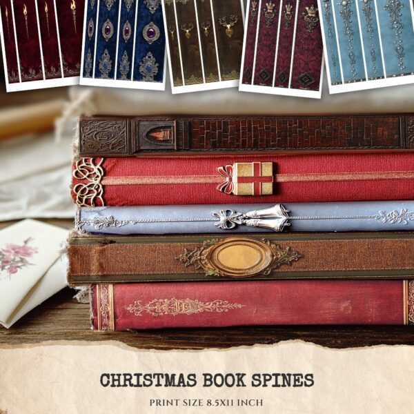 Vintage Christmas Book Spines - Snow Globe, Nutcracker, Candlelight, Goose, Holly, Christmas Letter, Sleigh, Printables, Digital download