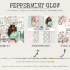 Peppermint Glow Watercolor Clipart Set - 275+ transparent PNG, Peppermint xmas graphics, Cozy christmas art, Commercial use,Digital download