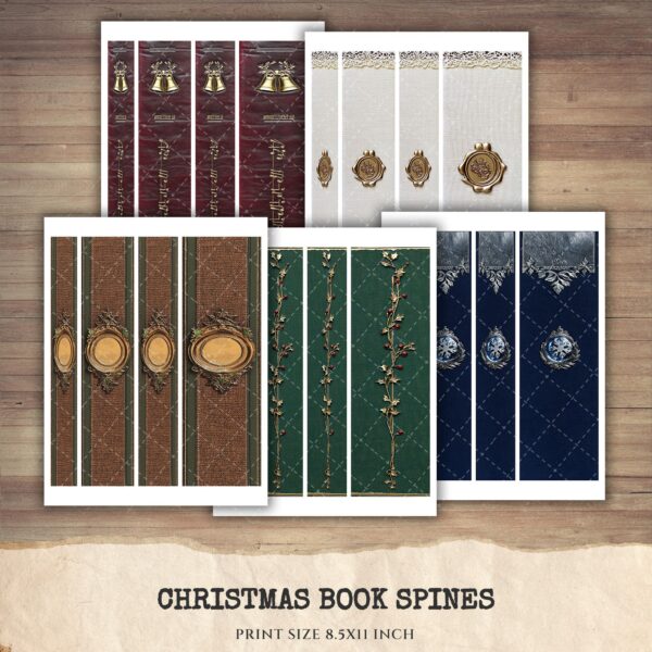 Vintage Christmas Book Spines - Snow Globe, Nutcracker, Candlelight, Goose, Holly, Christmas Letter, Sleigh, Printables, Digital download