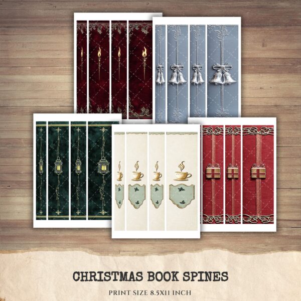 Vintage Christmas Book Spines - Snow Globe, Nutcracker, Candlelight, Goose, Holly, Christmas Letter, Sleigh, Printables, Digital download